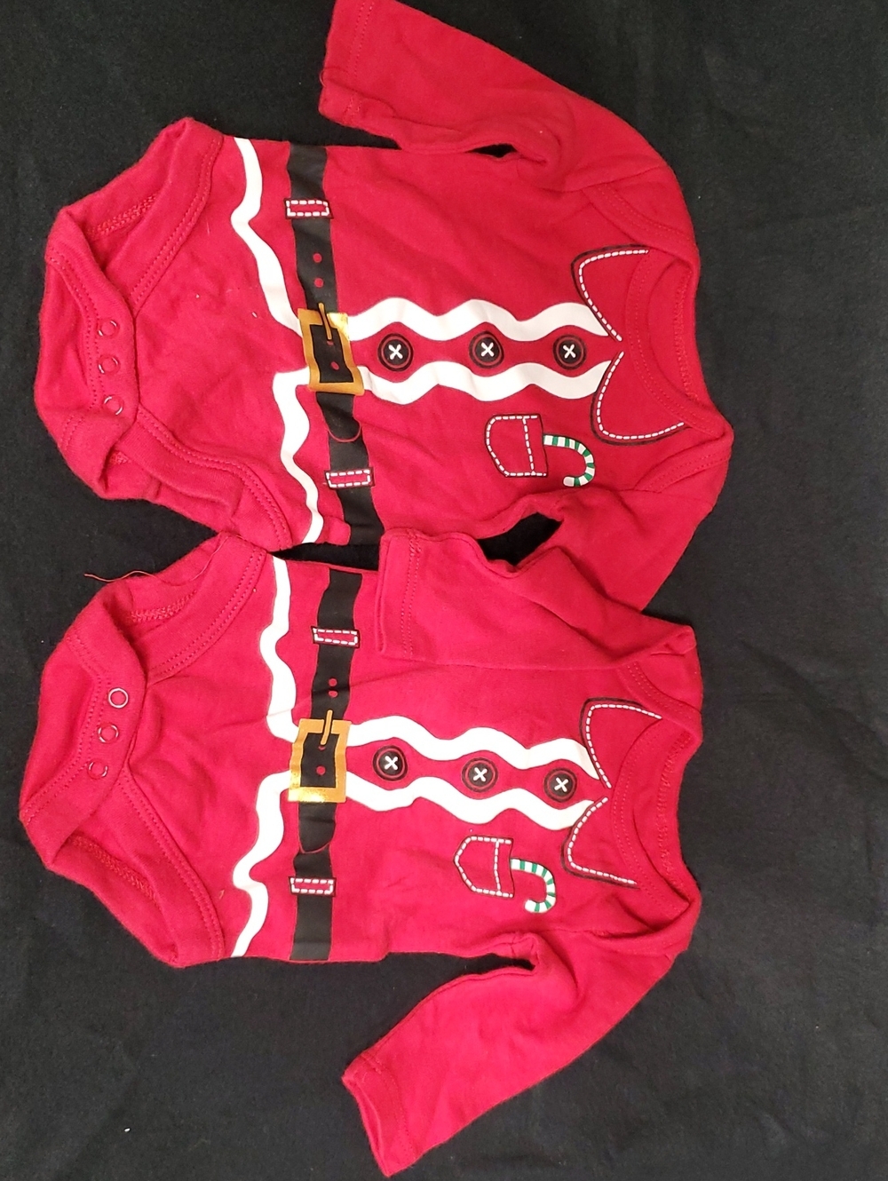Two (Twin) Holiday Time Red Newborn Onesie